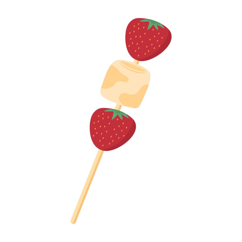 Marshmallows with Strawberries on Skewers vector