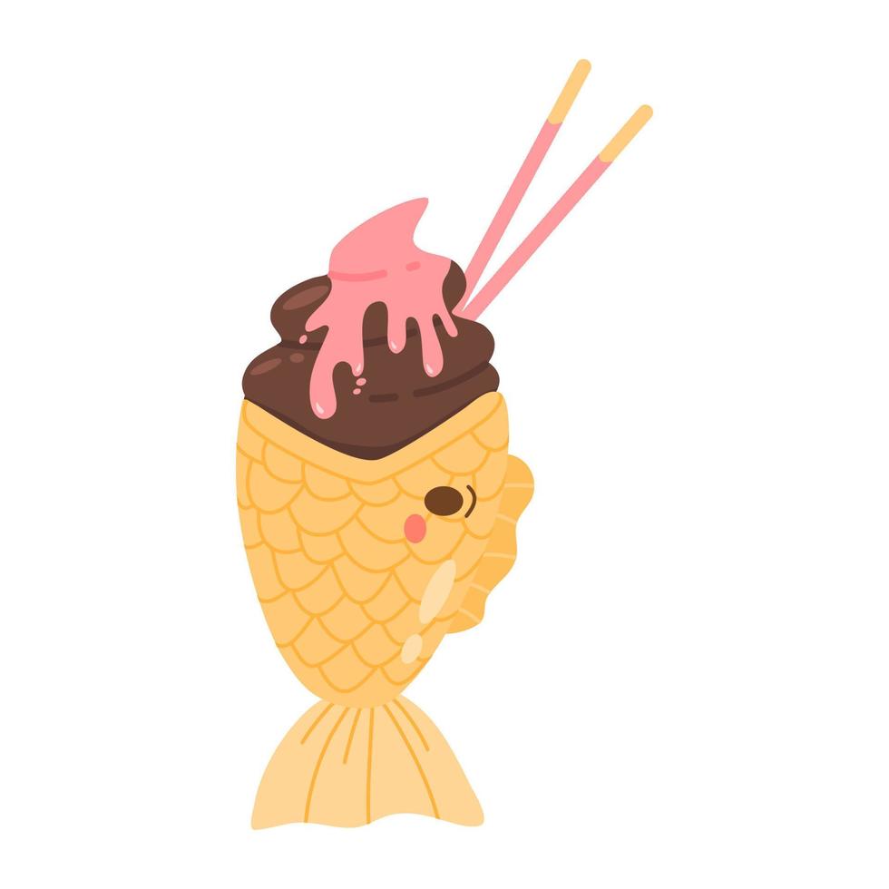 Pistachio taiyaki ice cream vector