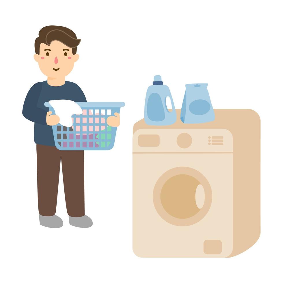 people laundry and washing clothes vector
