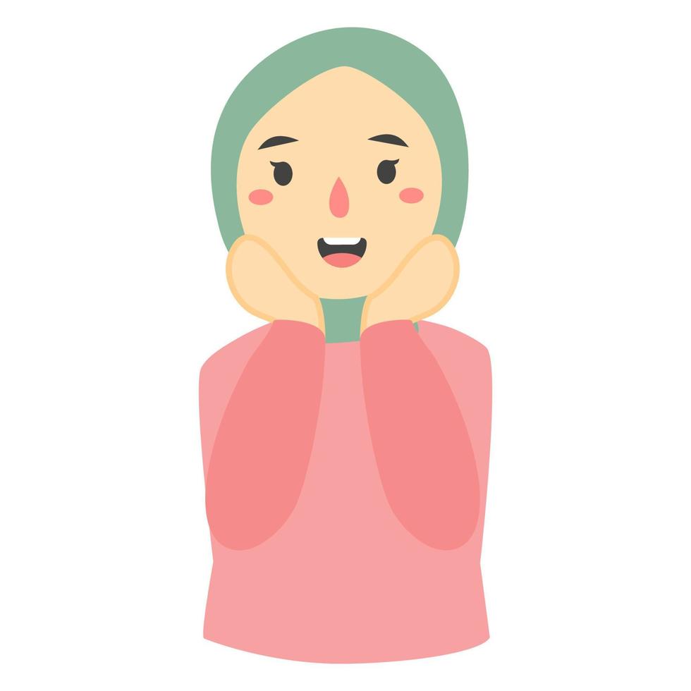 Beautiful muslim woman excited vector