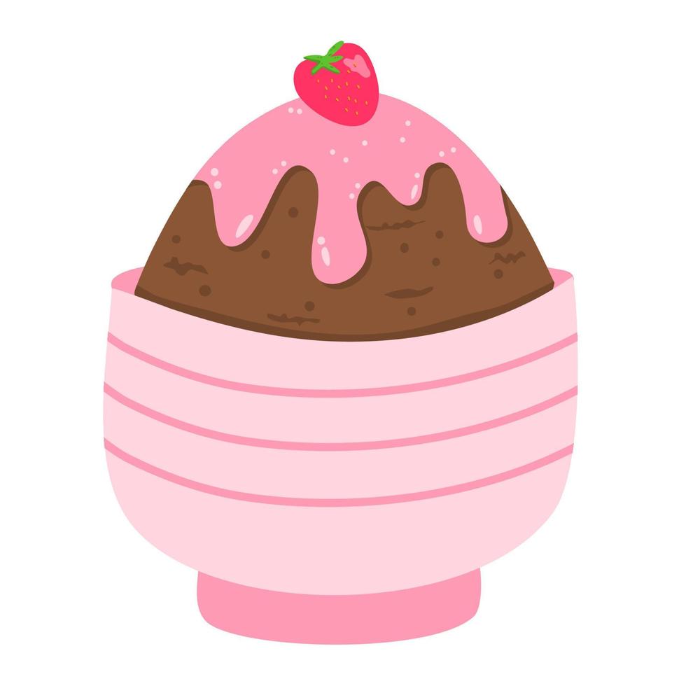 delicious bingsu with strawberry flavor vector