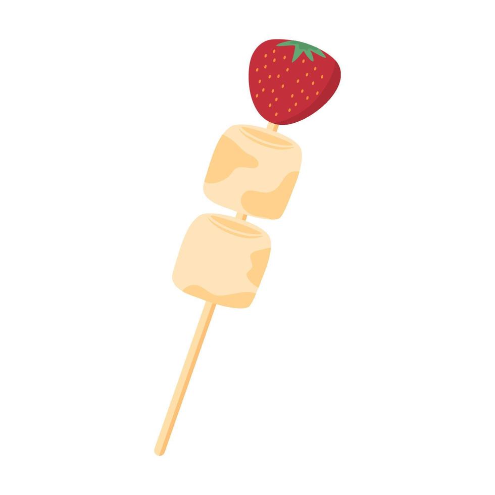 marshmallows and fresh strawberry vector