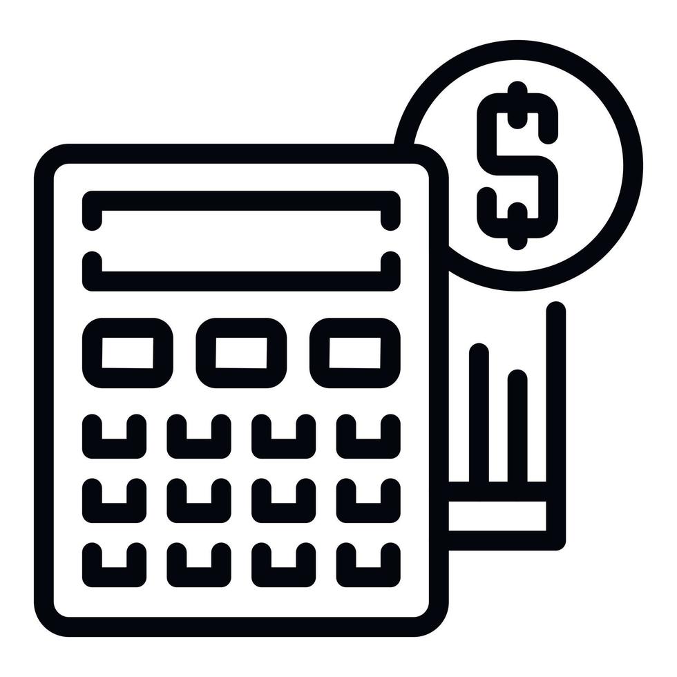 vector de contorno de icono de calculadora de finanzas. negocio de dinero