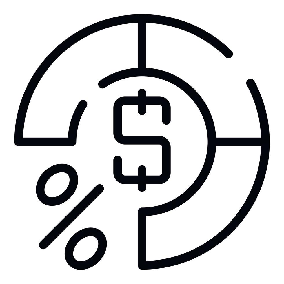 vector de contorno de icono de gráfico circular. educación financiera