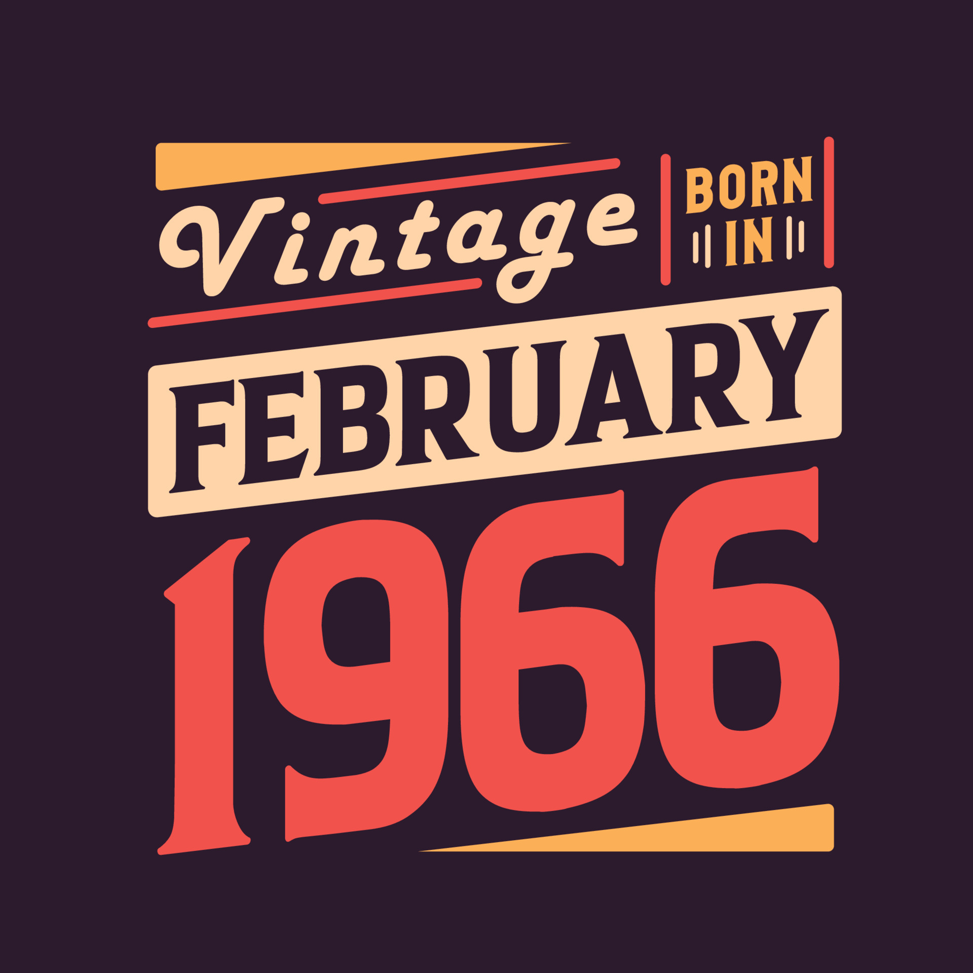 Vintage born in February 1966 Born in February 1966 Retro Vintage