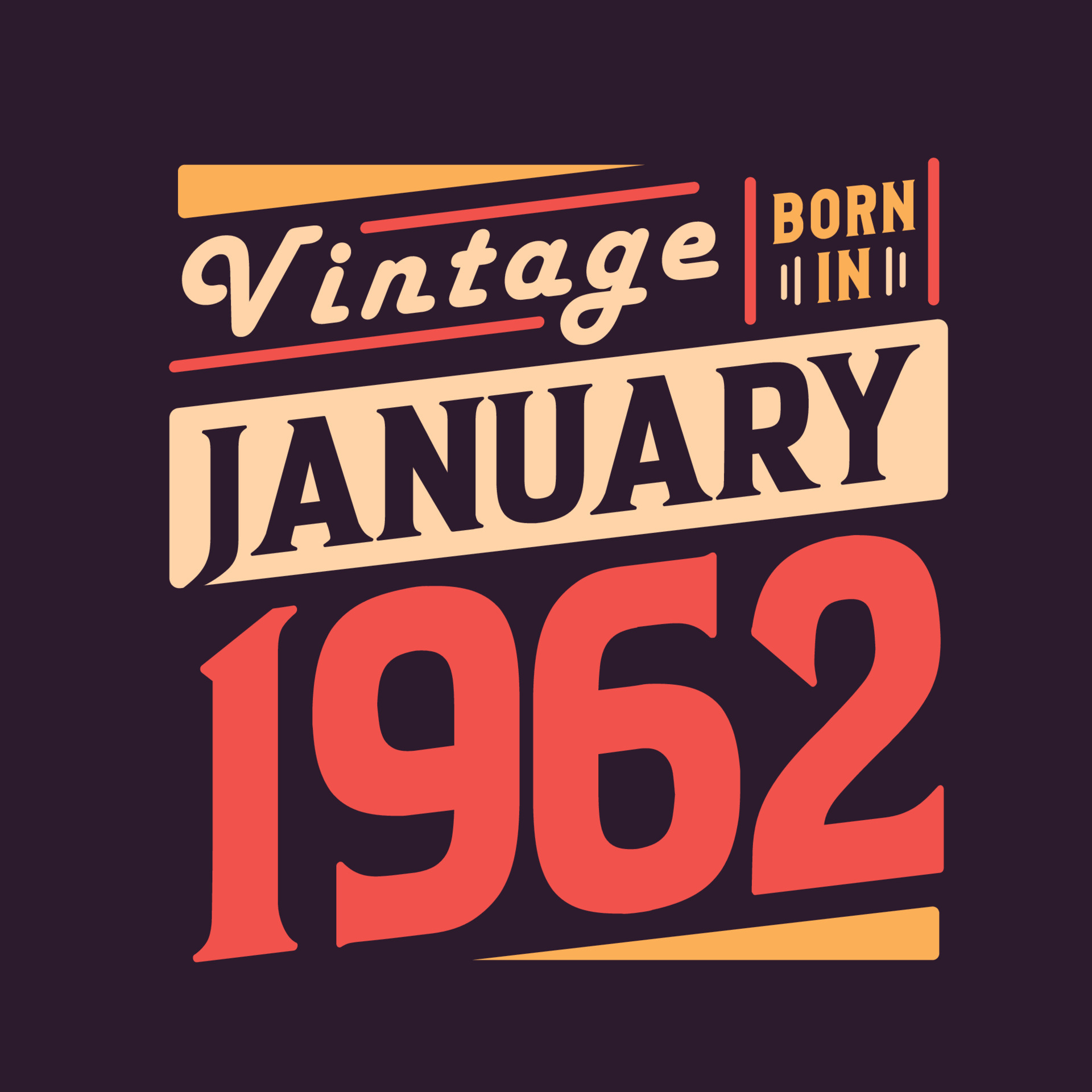Vintage born in January 1962 Born in January 1962 Retro Vintage