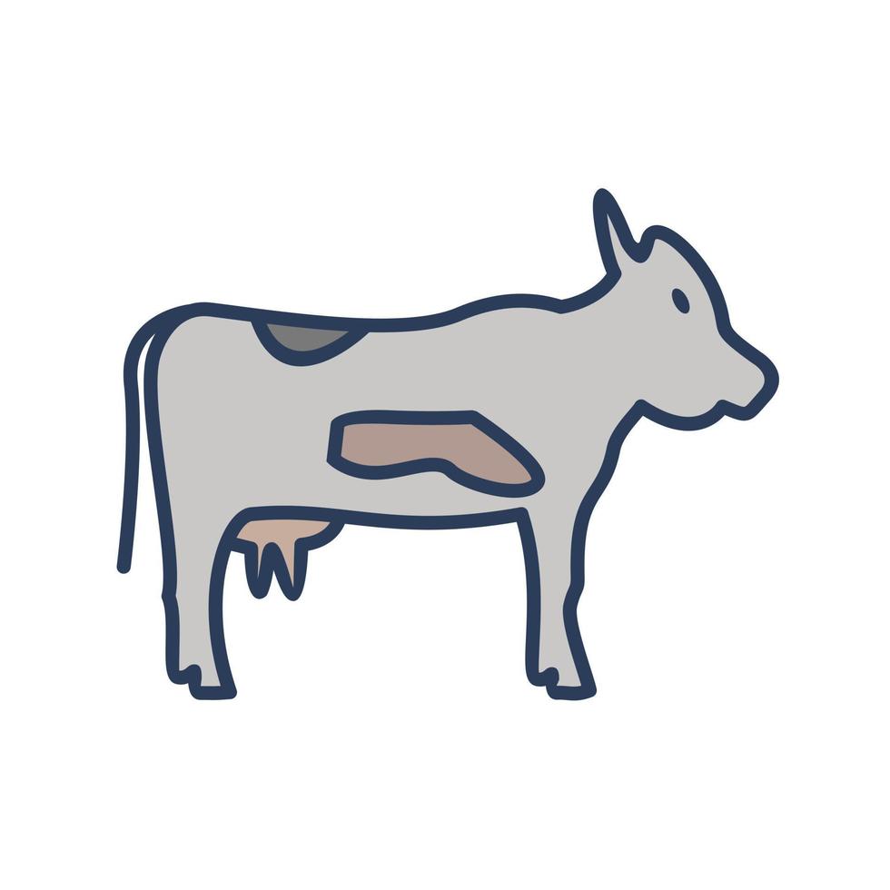 Cow Line Filled Icon vector