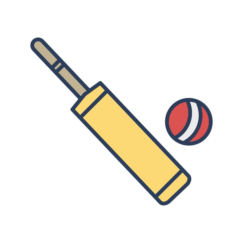 icono de vector de bola y bate de cricket