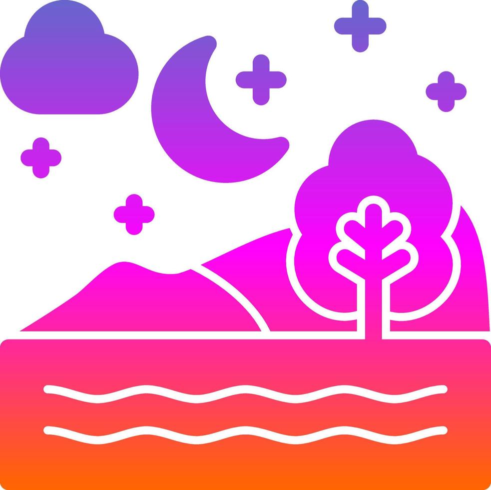 Night Landscape Vector Icon Design