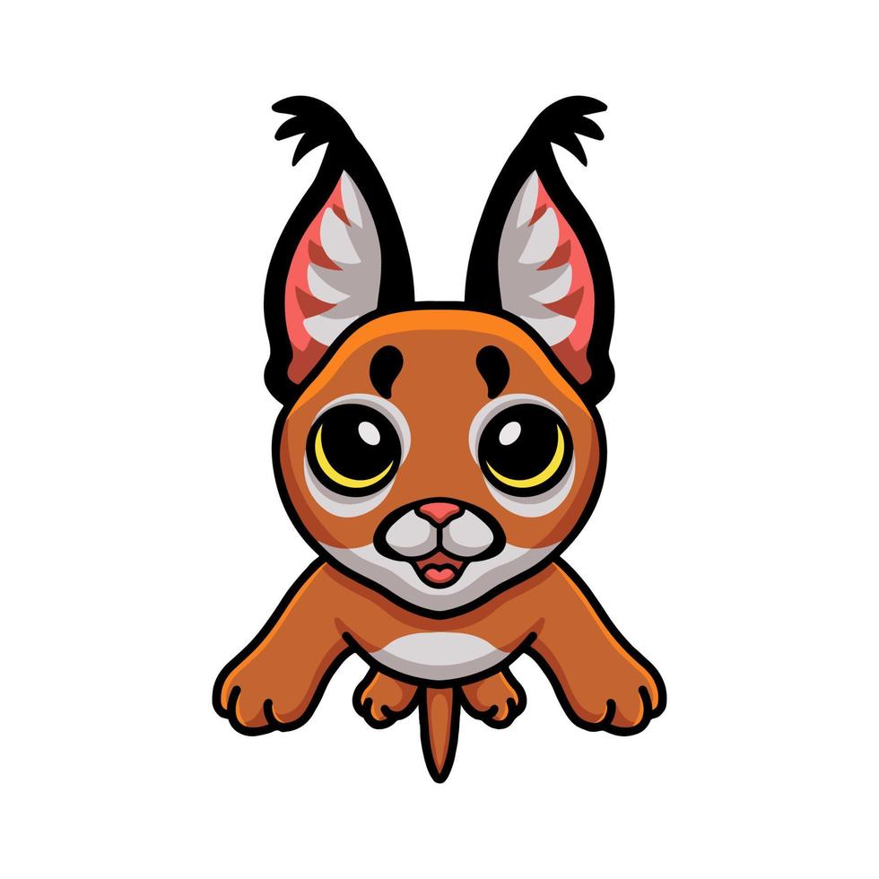 lindo, caracal, gato, caricatura, posar vector