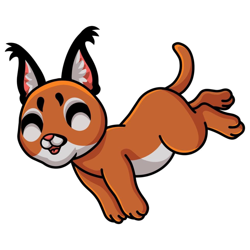 Cute caracal cat cartoon jumping vector