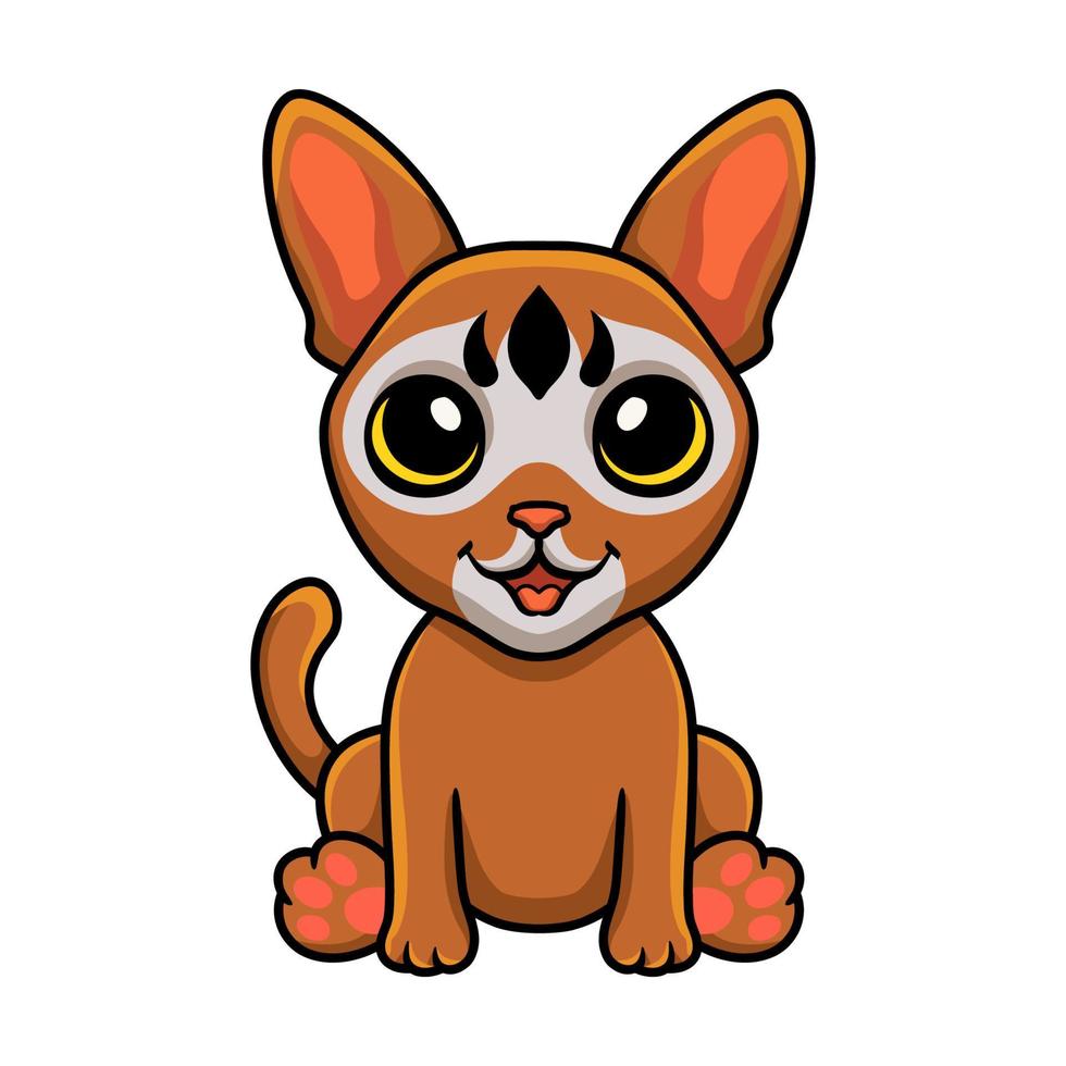 Cute abyssinian cat cartoon sitting vector