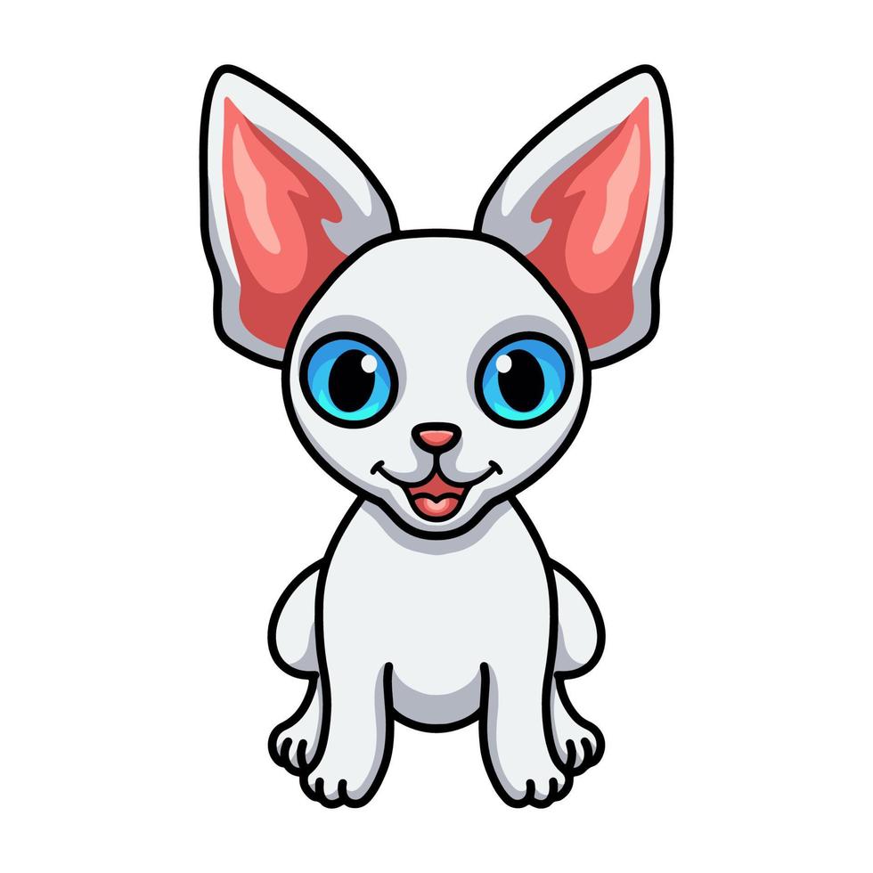 Cute devon rex cat cartoon sitting vector