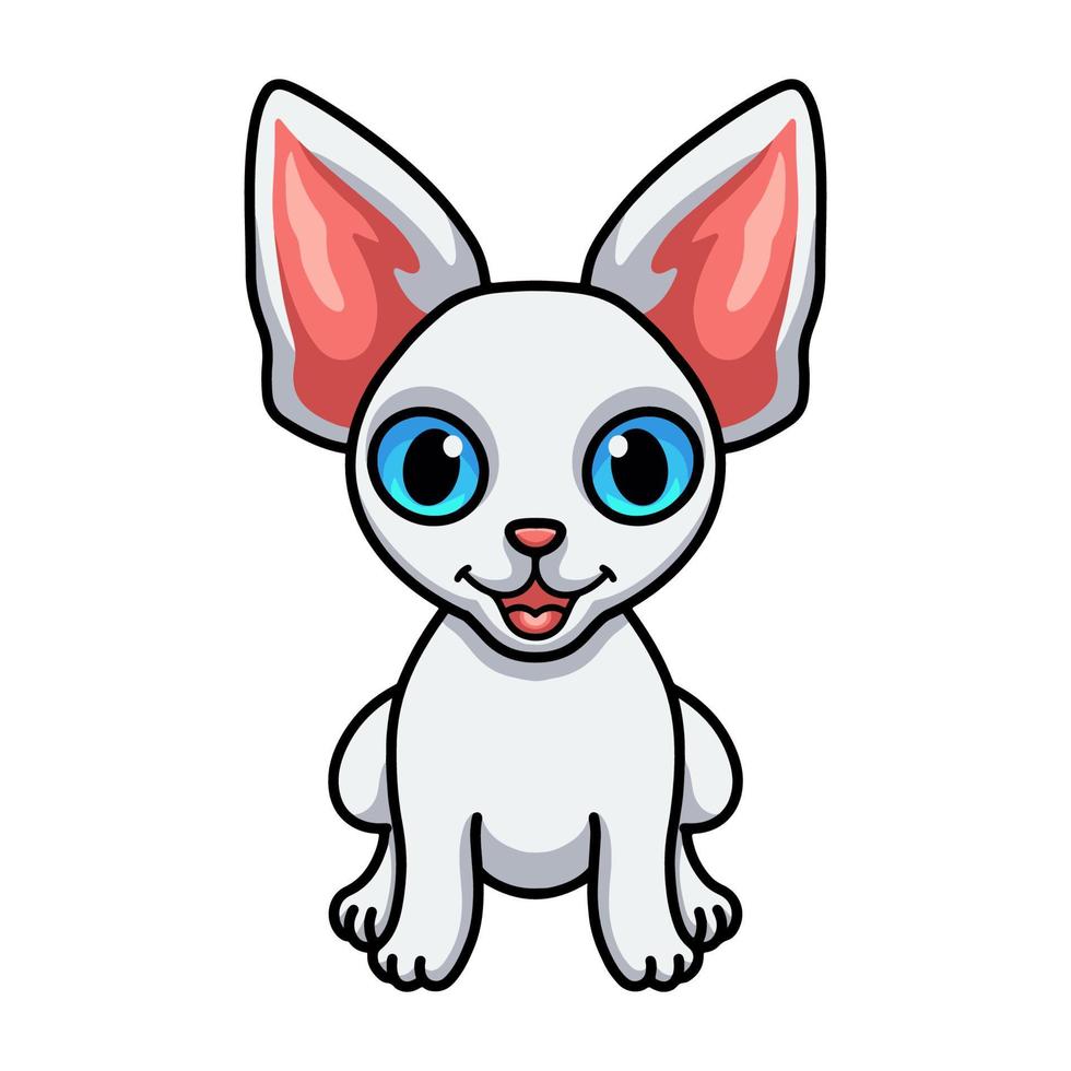 Cute devon rex cat cartoon sitting vector