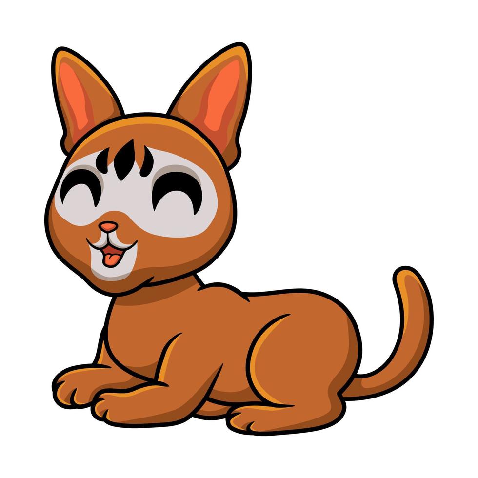 Cute abyssinian cat cartoon lying down vector