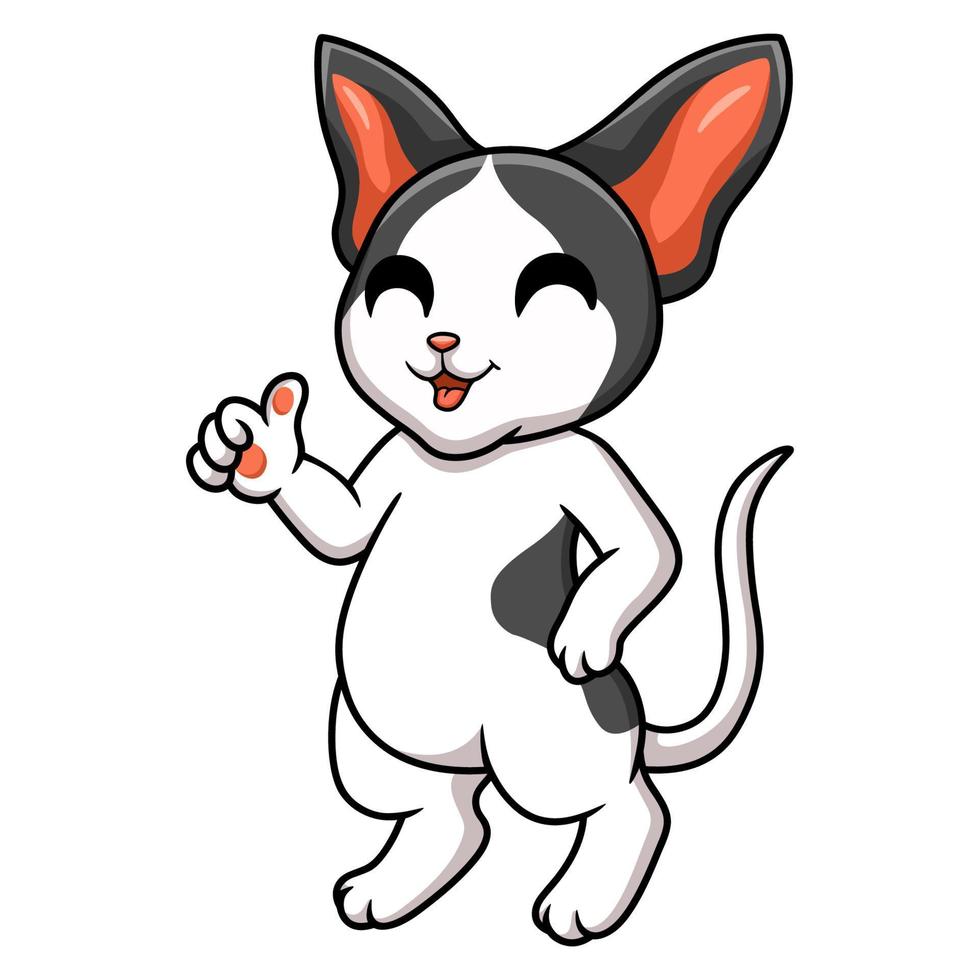Cute oriental cat cartoon giving thumbs up vector