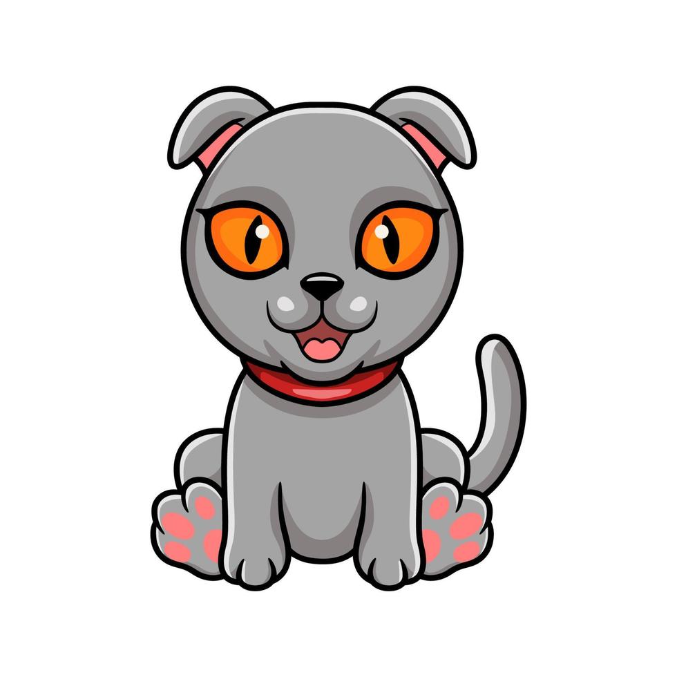 dibujos animados lindo gato fold escocés vector