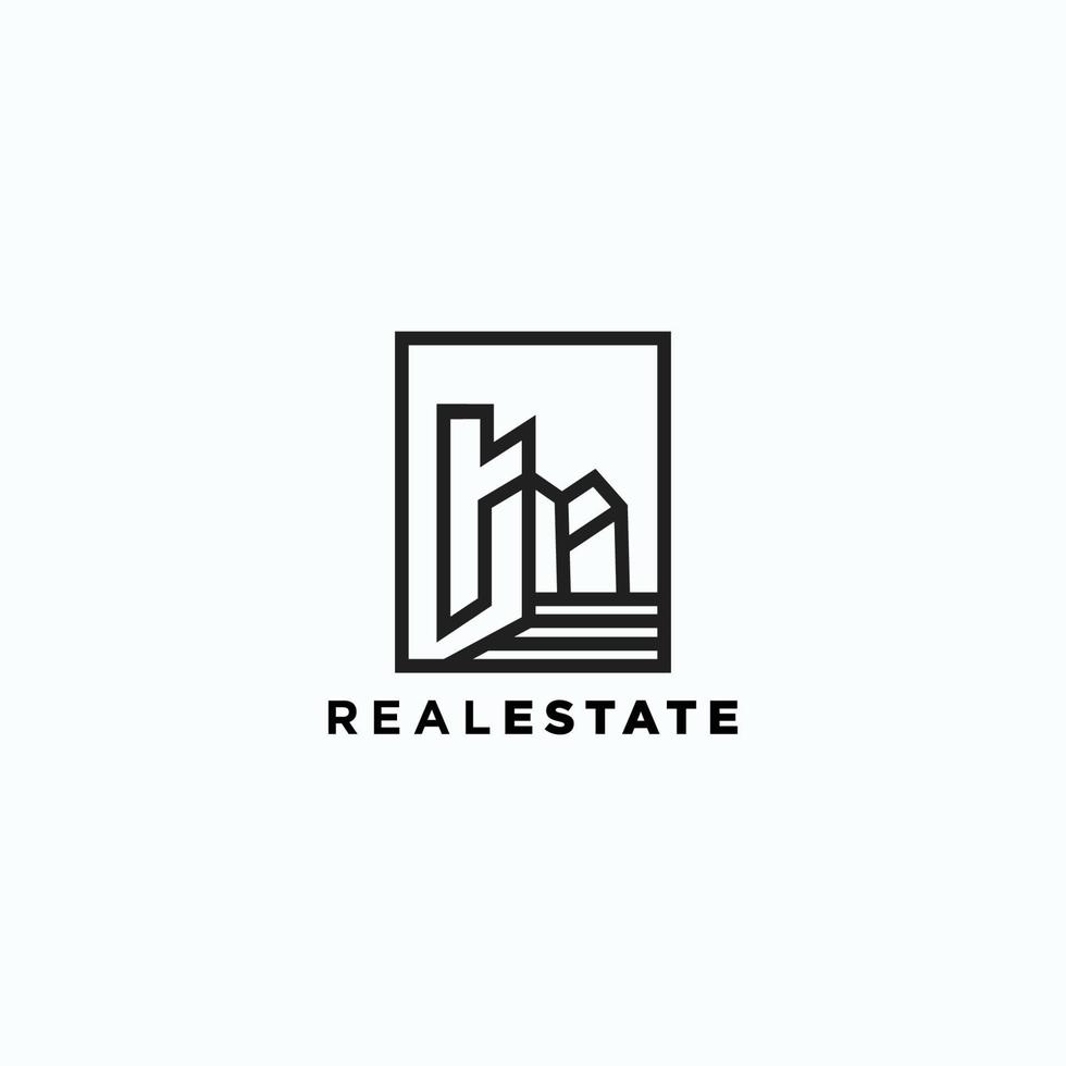 Real estate logo design icon House and building template flat vector