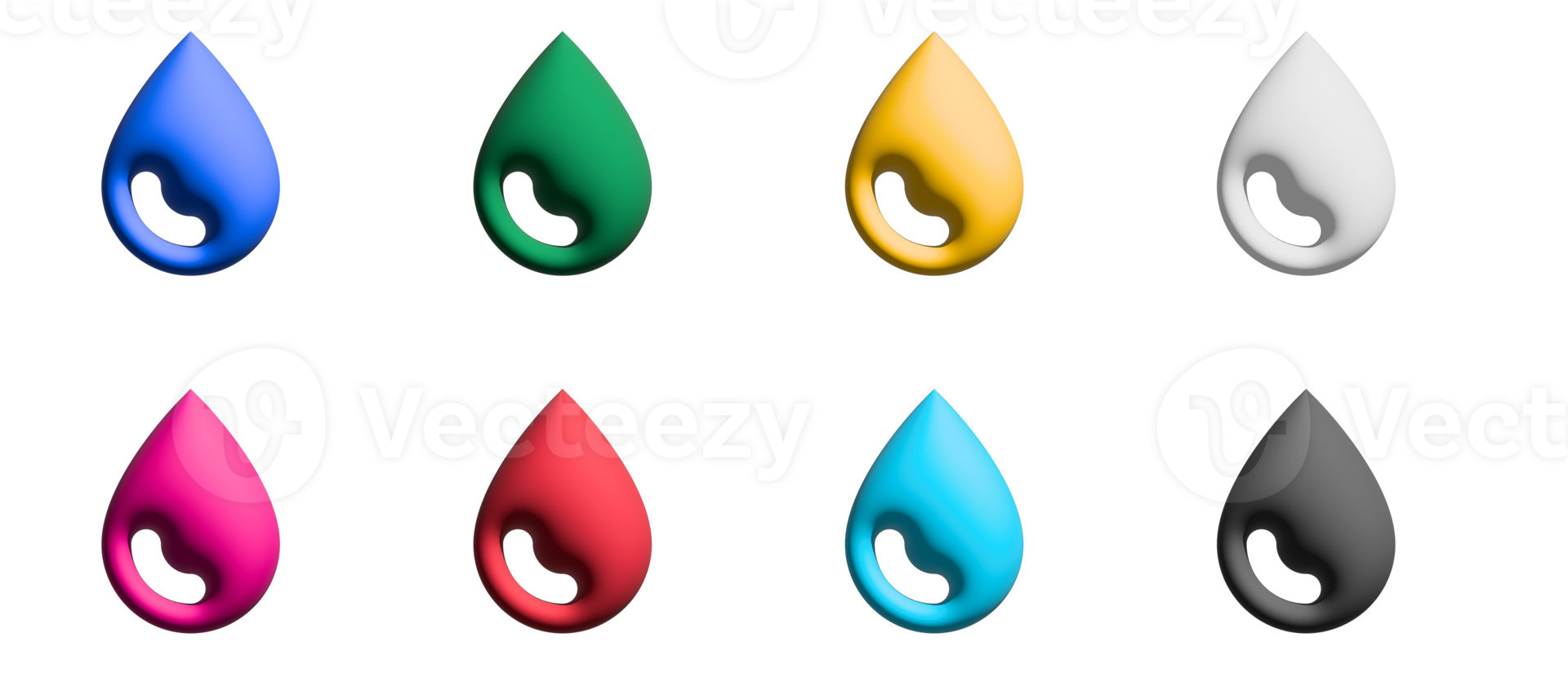 droplet icon set, colored symbols graphic elements png