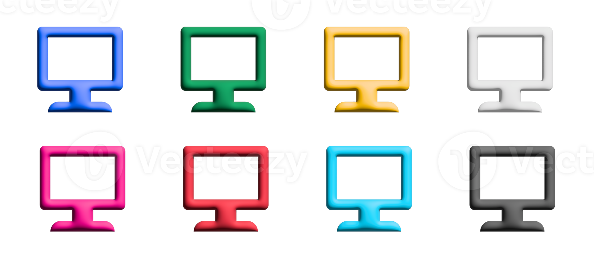 conjunto de iconos de monitor, elementos gráficos de símbolos de colores png