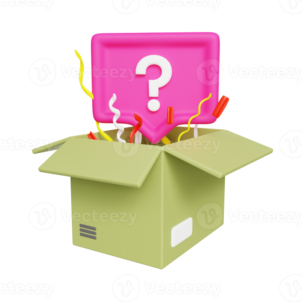 Überraschungs-Mystery-Box 3D-Illustration png