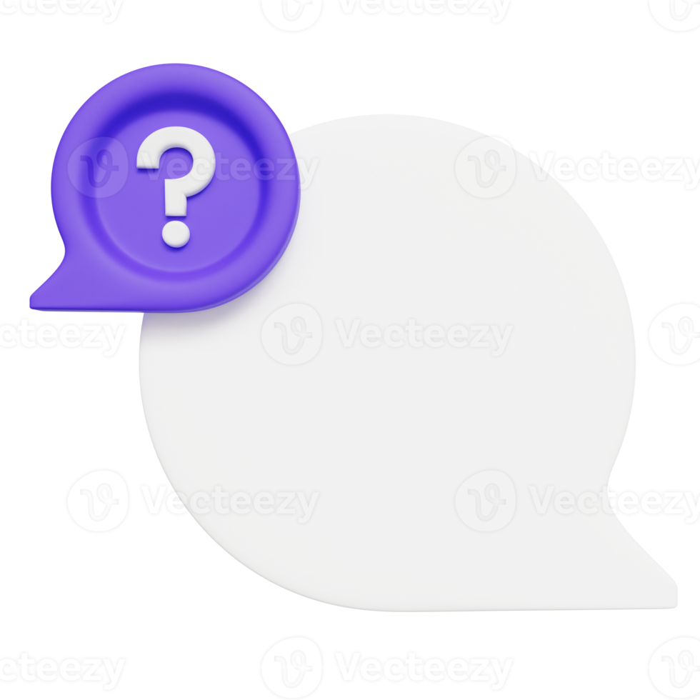 cercle question et réponse bulle chat 3d illustration png