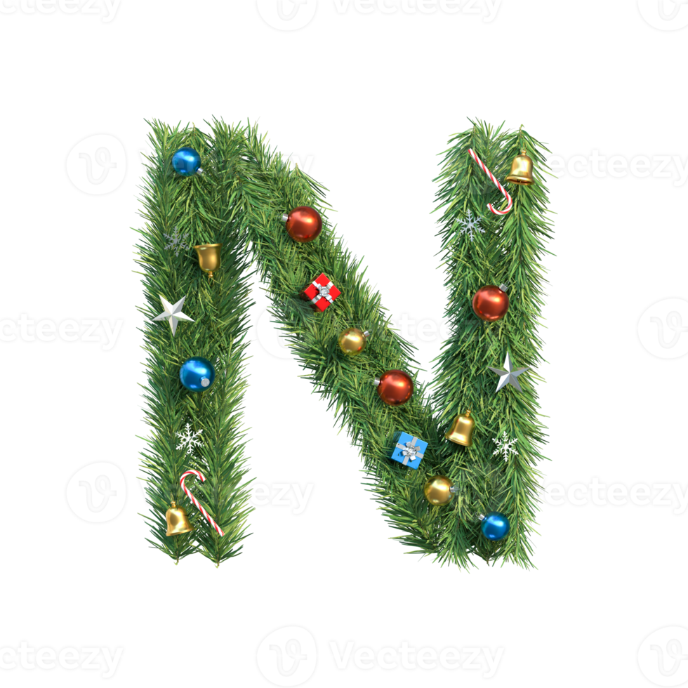 weihnachtsalphabet buchstabe n png