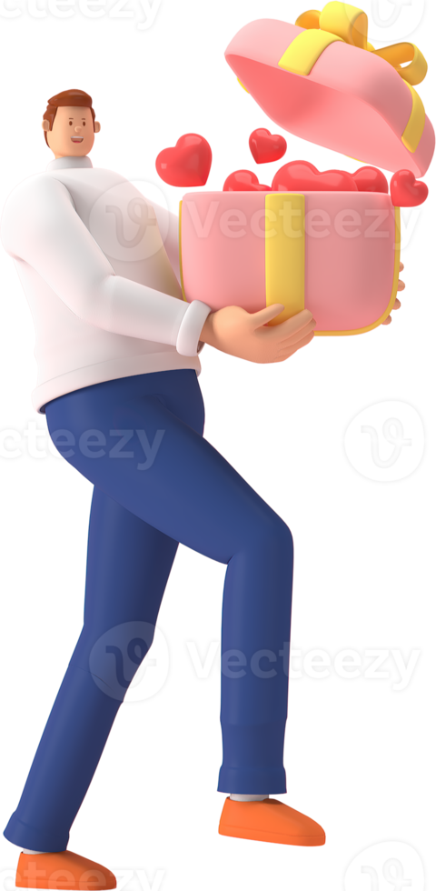 3d character in the festival of Valentine  Day. 3d rendering of graphic resourse. png