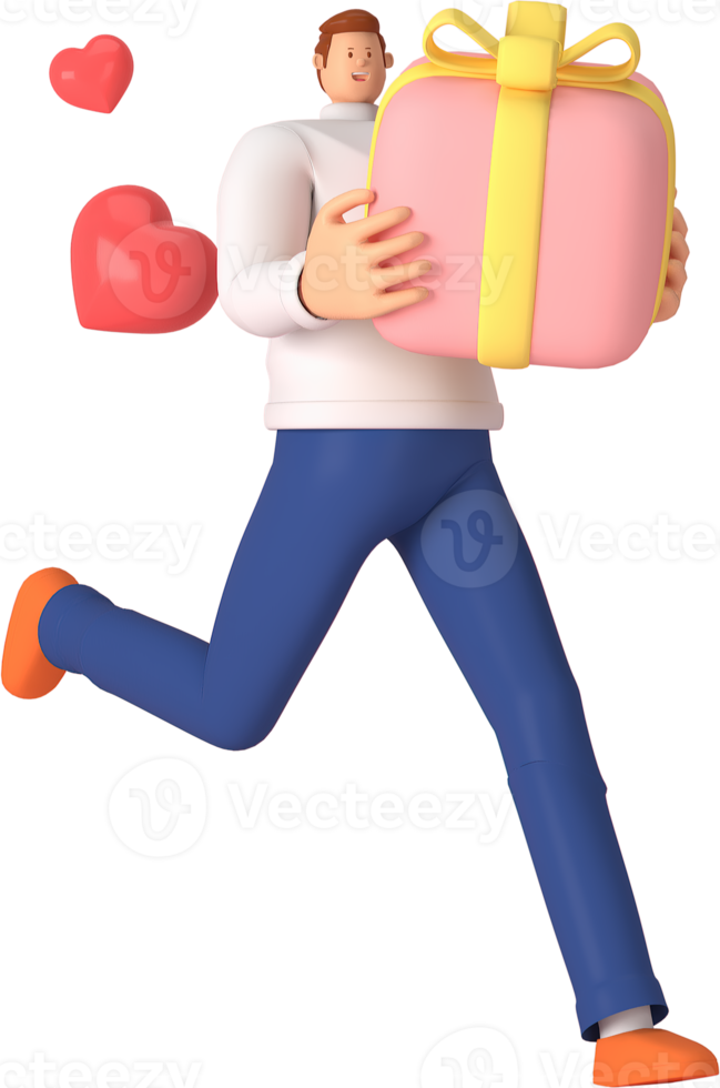 3d character in the festival of Valentine's Day. 3d rendering of graphic resourse. png