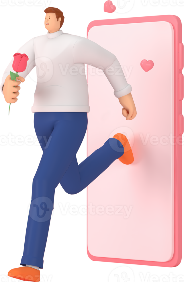 personnage 3d dans le festival de la saint-valentin. rendu 3d de la ressource graphique. png