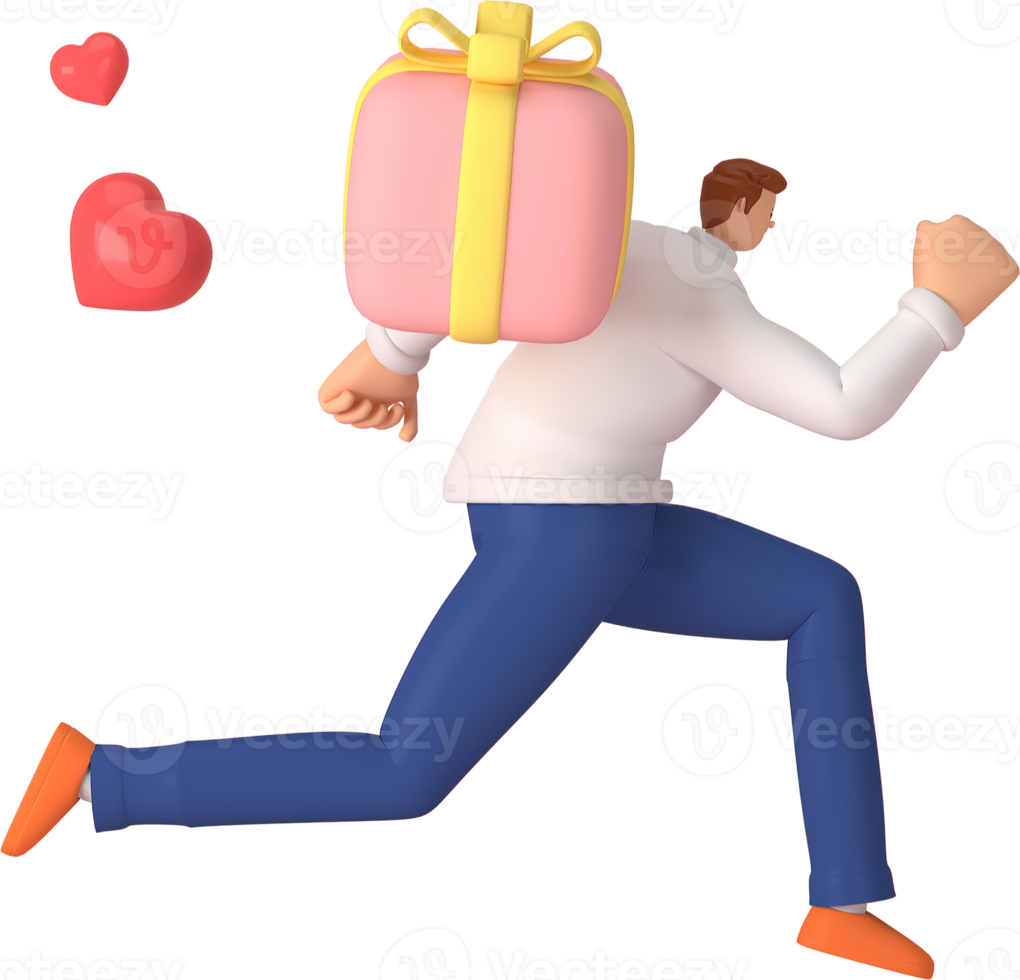 personnage 3d dans le festival de la saint-valentin. rendu 3d de la ressource graphique. png