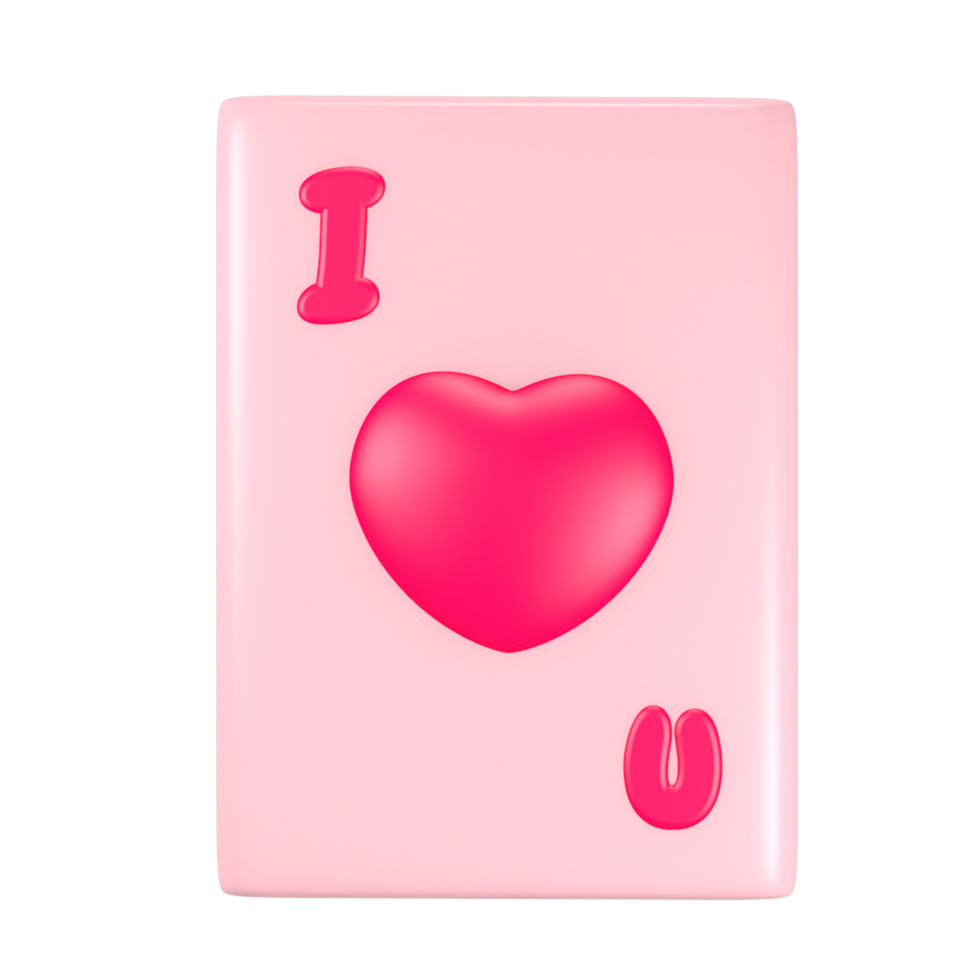 3d cute pink valentine's day icon ace of heart png