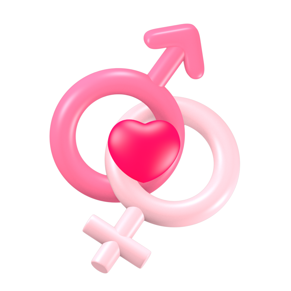 3d cute pink valentine's day icon gender png