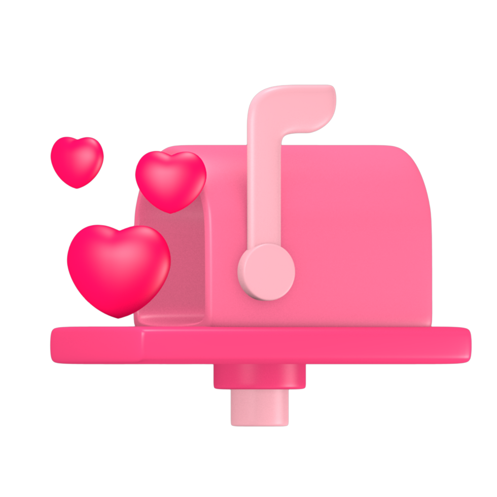 3d süße rosa Valentinstag Symbol Briefkasten Liebe png