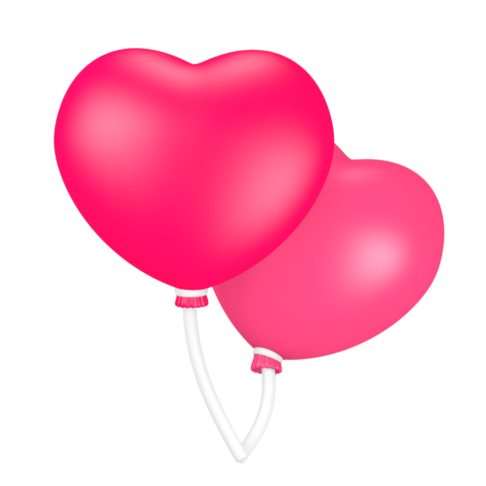 Globos rosados lindos del icono del día de tarjeta del día de San Valentín 3d png