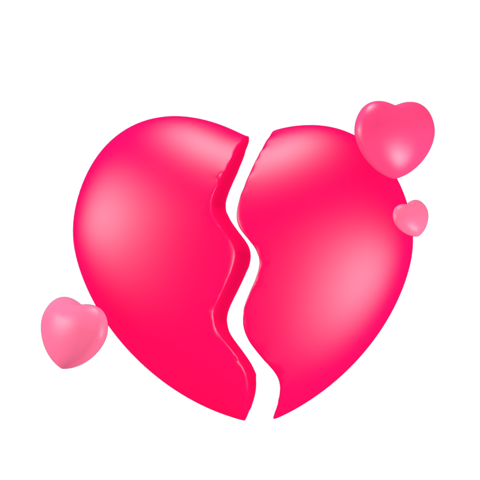 3d cute pink valentine's day icon broken heart png