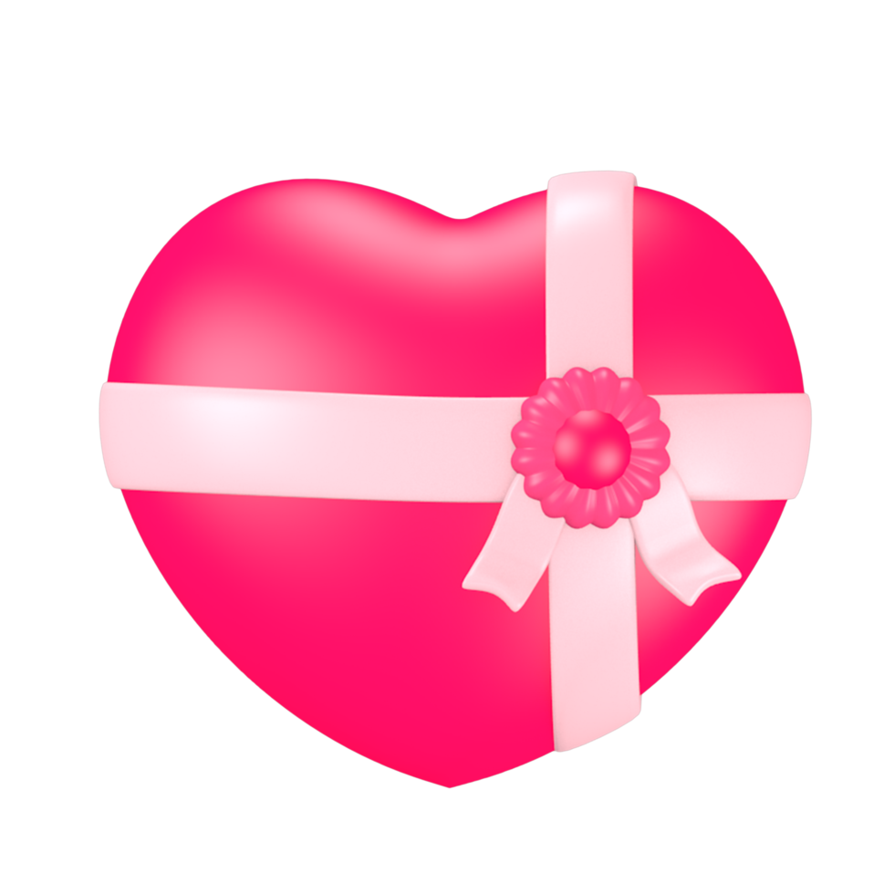 3d söt rosa hjärtans dag ikon gåva låda png