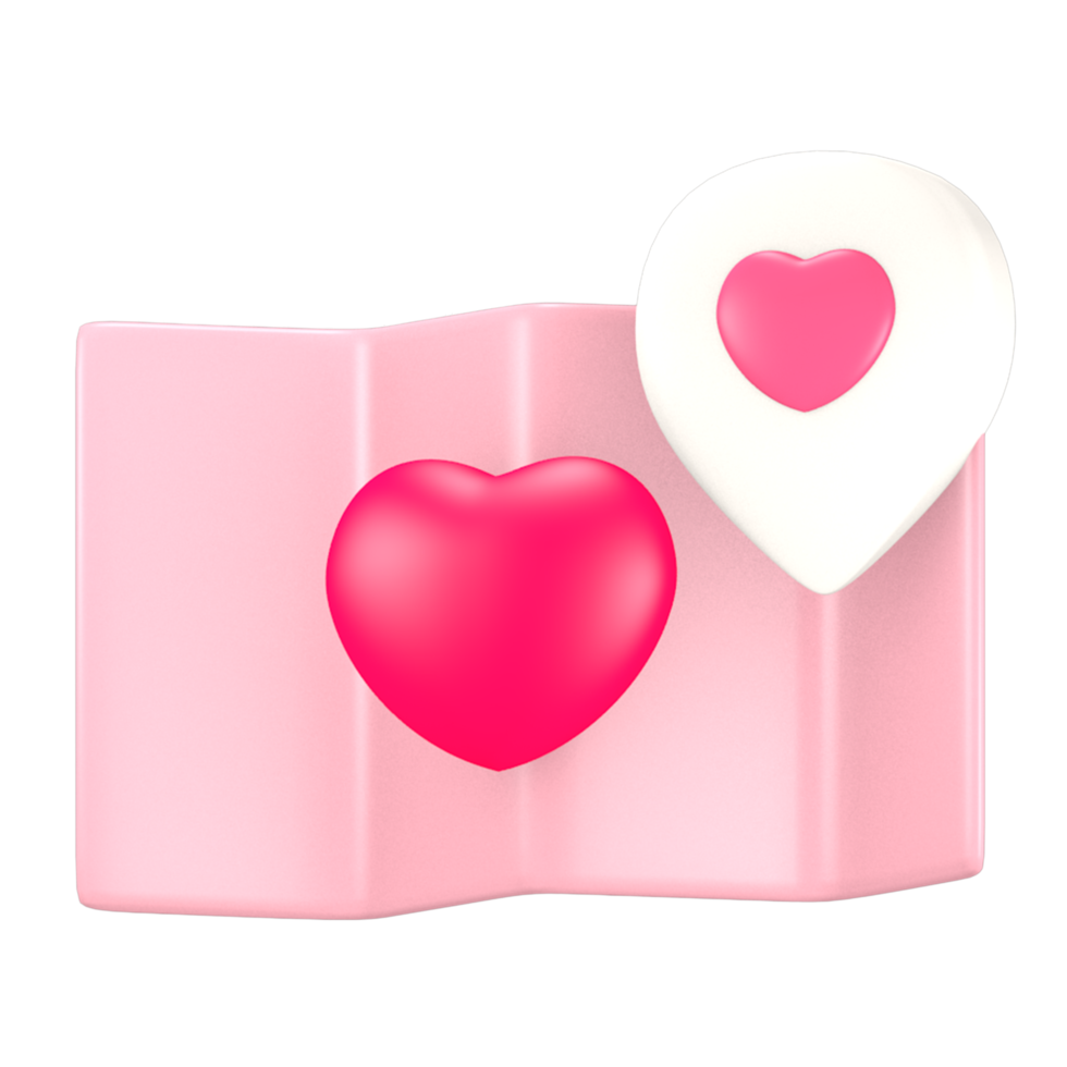 3d söt rosa hjärtans dag ikon Karta kärlek png
