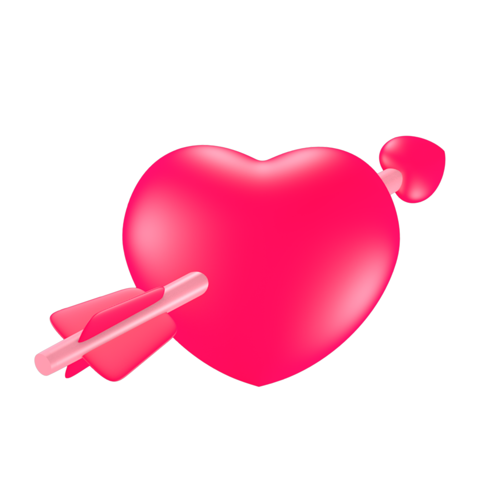 3d cute pink valentine's day icon love and arrow png