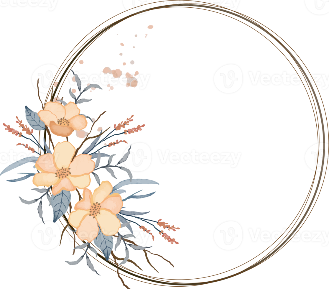 coroa de flores em aquarela vintage elegante png