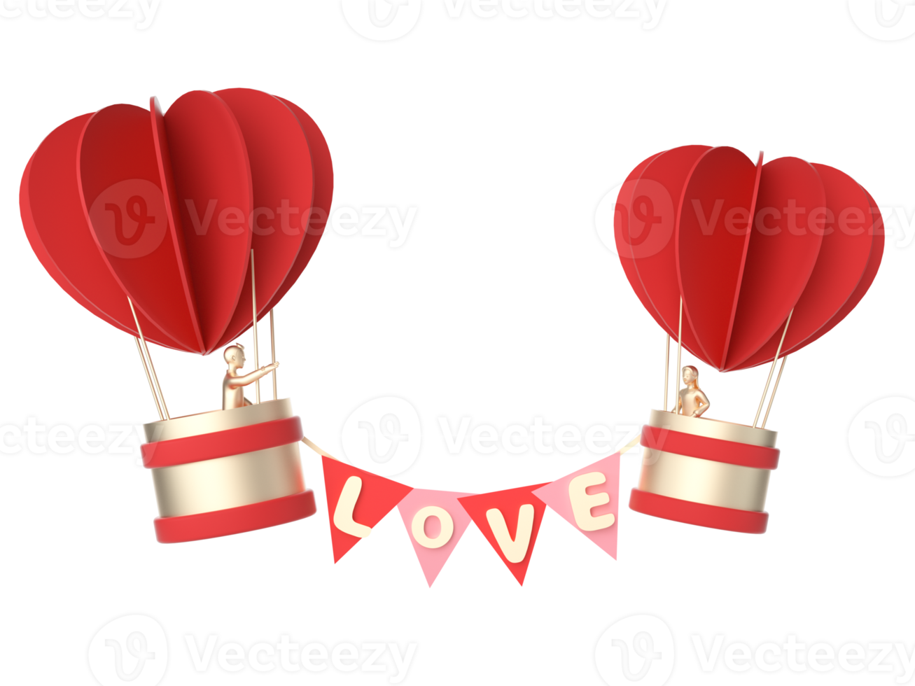 3d rendering of Valentine's Day cartoon elements png