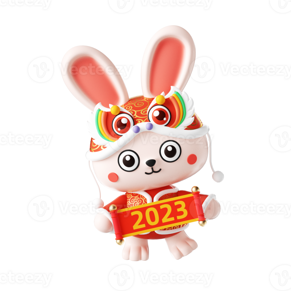 3d rendering of traditional chinese spring festival image rabbit png