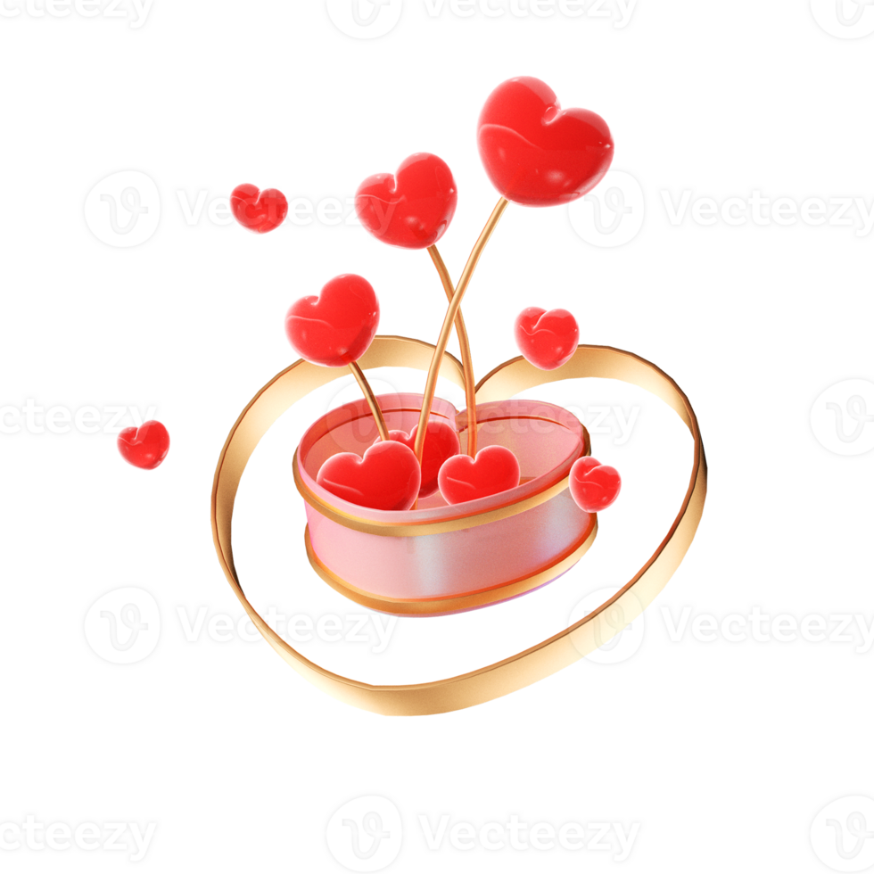 Representación 3d de elementos de dibujos animados del día de san valentín png