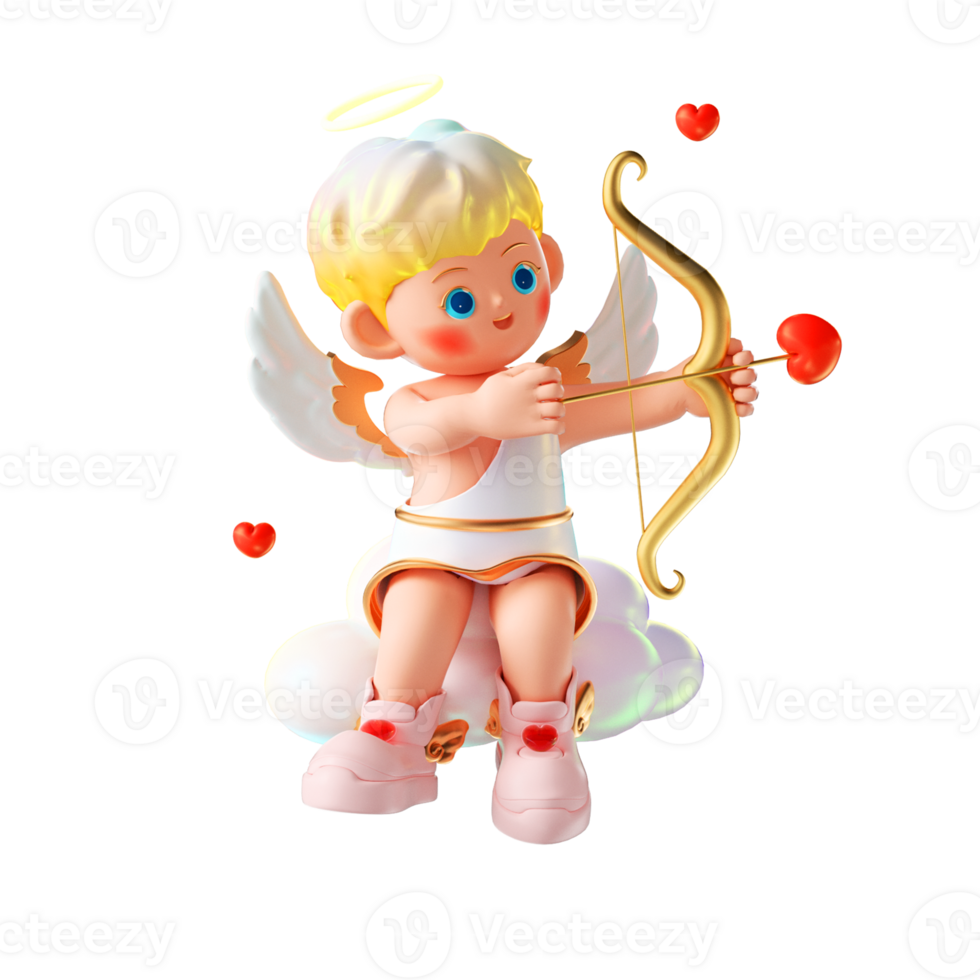 3d rendering cartoon Cupid png