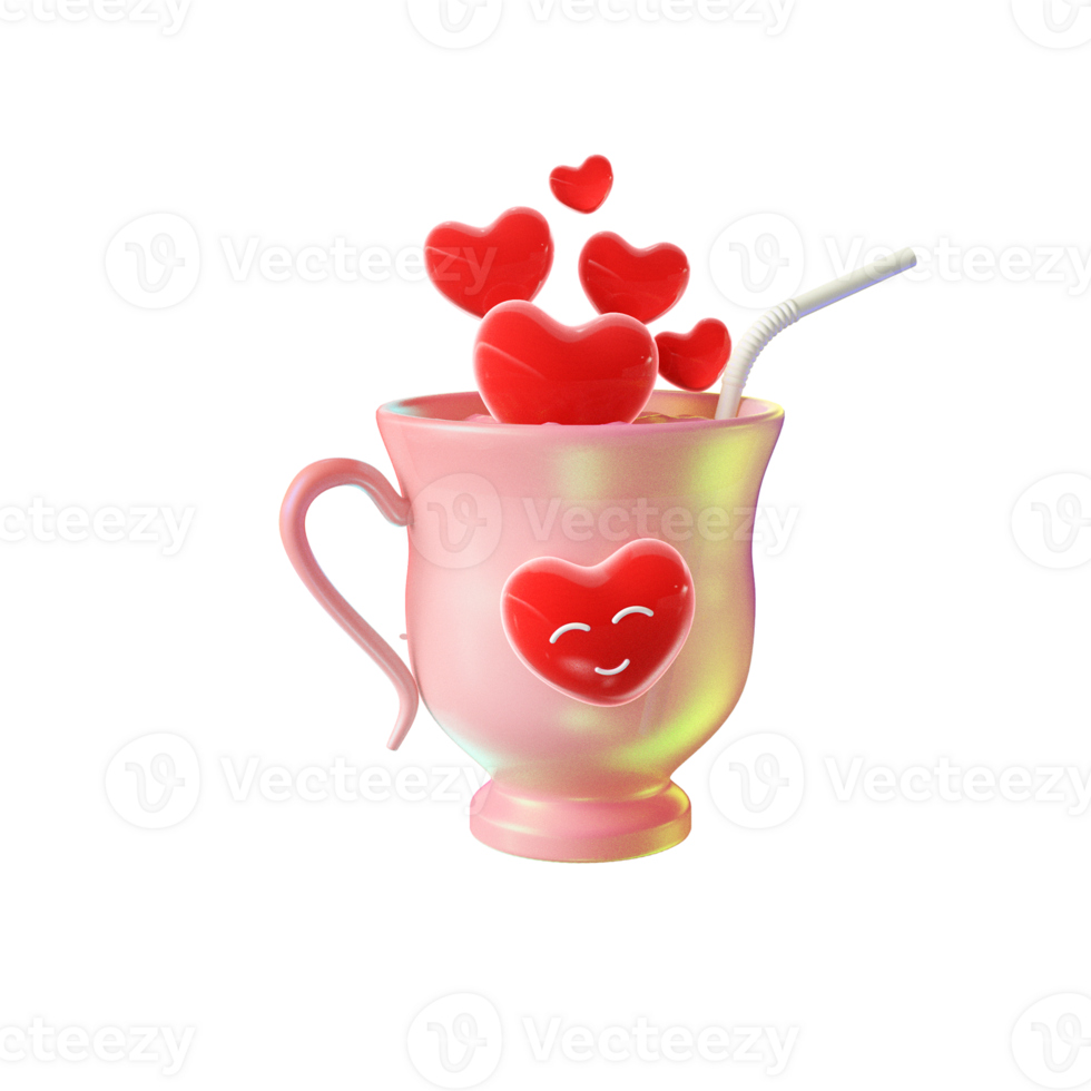 3d rendering of Valentine's Day cartoon elements png