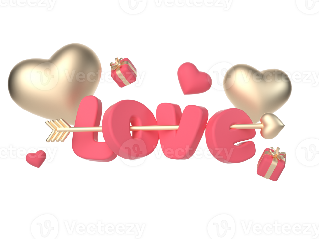 3D-Rendering von Cartoon-Elementen zum Valentinstag png