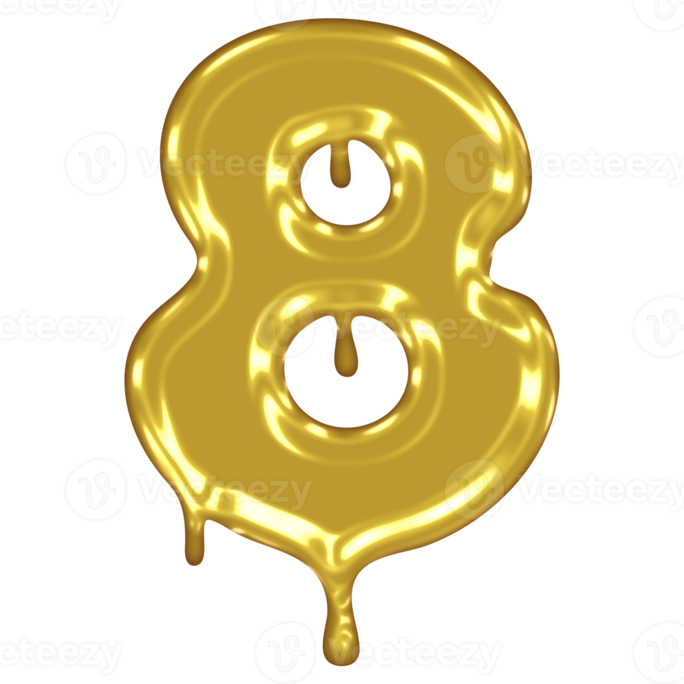 Gold Melted Effect Number. Eight png