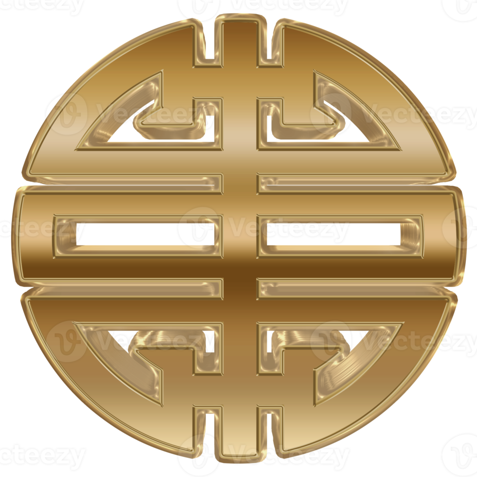 3D Gold Rendering Chinese Symbol. png