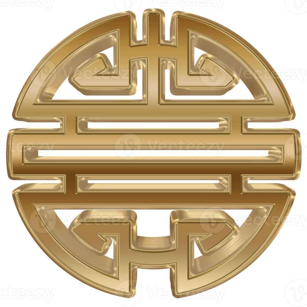 3D Gold Rendering Chinese Symbol. png