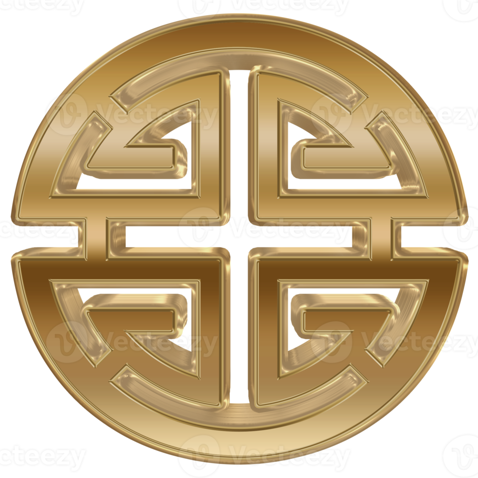 3D-Gold-Rendering chinesisches Symbol. png